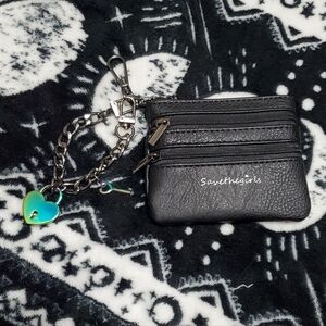 Savethegirls Black Wristlet with Heart Locket & Key Charms
